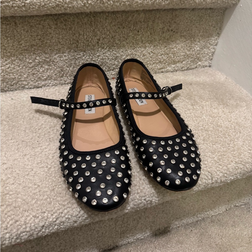 Steve Madden Black Studded Mary Jane Flats